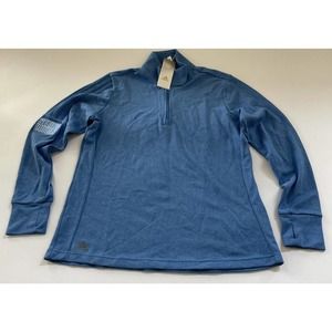 Adidas Sweater Women's 3-Stripes‎ Quarter Zip A555 Blue Size Large